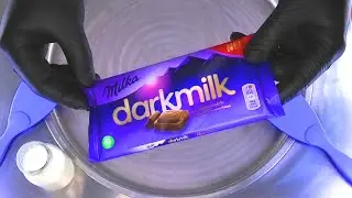 Ice Cream Rolls | how to make Chocolate Ice Cream with milka dark milk Cocoa | satisfying Food ASMR