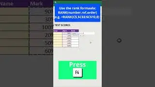 How to Rank data in Excel | #exceltrick #learnexcel #shorts #howto #exceltips #microsoft