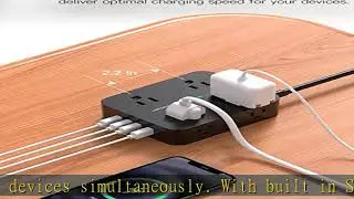 Power Strip Surge Protector, 5 Ft Exetnsion Cord with Multiple Outlets, Outlet Extender with 4 USB