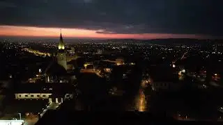 T&acirc;rgu Mureș. The medieval fortress and its surroundings illuminated at night.