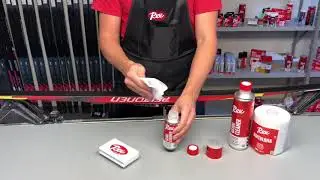 Cleaning skating skis with Rex Glide Cleaner