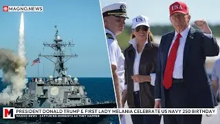 🇺🇸 President Donald Trump and First Lady Melania Watch US Navy 250th Birthday Displays
