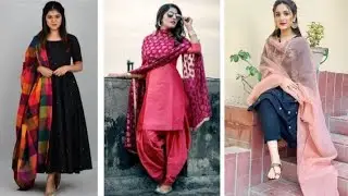 Plain suit with contrasting and phulkari dupatta.
