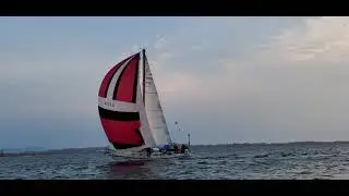 Dousing the spinnaker on Aja