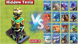 Max Hidden Tesla vs All Troops - Clash of Clans