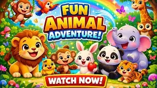 The Magical Animal Adventure! 🦁🐵🐘🌈 #UltraTrending #KidsCartoon #AnimalFun