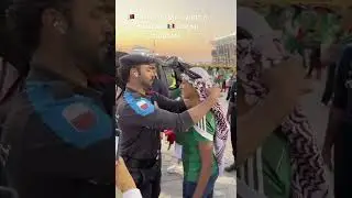 Beautiful moment in fifa World Cup when a Qatari security guy helps a Mexican fan wear a ghutra ❤️🇶🇦