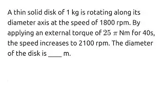 #jeemain2025 A thin solid disk of 1 kg is rotating along its diameter axis at the speed of 1800 rpm.