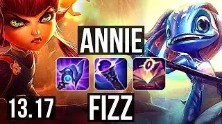 ANNIE vs FIZZ (MID) | 71% winrate, 13/3/17 | KR Master | 13.17