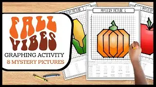 8 Mystery Pictures Coordinate Graphing Fall Packet (First Quadrant and four Quadrant Graphs)