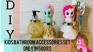DIY bathroom accessories set/ Kids bathroom accessories/ make bathroom set in 500only/ diy organizer