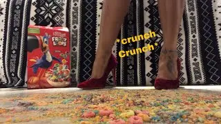 ASMR crushing fruit loops  cereal 🥣 with high heels | *satisfying sounds*