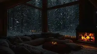 Tranquil Snowfall Night: Fireplace Sounds for Calm Mind and Deep Cozy Sleep