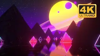 [4K] Retro Neon Road with Geometric Shapes 💡