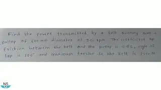 Belt Drive (Problem - 05) ।। How to find Power transmitted by a belt #viral