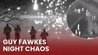 Helicopter footage over Edinburgh after fireworks THROWN at emergency services