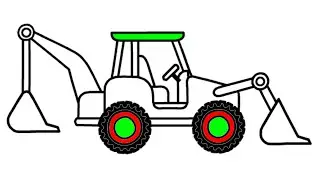 How to draw a Tractor Step by Step. Coloring Movie Cartoon for Kids