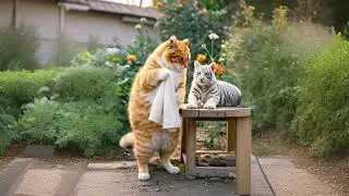 Cat Meets Tiger! 🐱🐯#cat #catvideos #catlover #tiger #video #viralvideo