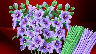 DIY craft ideas#making flowers with velvet ribbon#Pipe Cleaner Flowers#Chenille#Pipercleaners