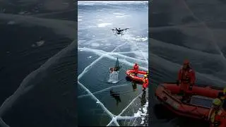 Deer Airlifted from Frozen Lake in Remarkable Drone-Led Rescue #shorts #animalrescue #love #foryou