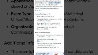 finally (BSSC) the Sub Statistical Officer/Block Statistical Officer(SSO/exam date announced