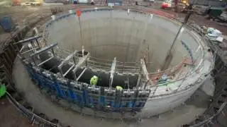 Time-lapse footage captures construction of massive underground storage tank