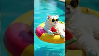 Cute Fluffy White Cat Floating Like a Cloud 😻✨