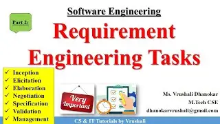 SE 15: Requirement Engineering Tasks Explained Simply with Examples @csittutorialsbyvrushali