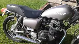 1983 Honda CM450 E , first start with 2 Honda CB900 carbs and custom exhaust.