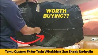 Temu Custom Fit for Tesla Windshield Sun Shade Umbrella with Bendable Handle