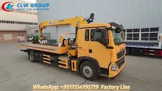 Sinotruk HOWO 8Tons Flatbed Towing Truck with XCMG Straight Arm Crane.