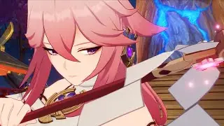 guuji yae exorcises demons from raiden shogun