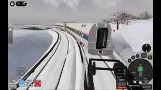 The lightning bolt express Amtrak P42 Cardinal train is blazing down the tracks, in Empire Corridor