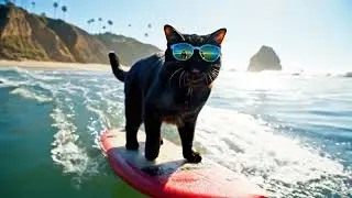 Cat surfing #cat #cats #funnycatshorts #funny 