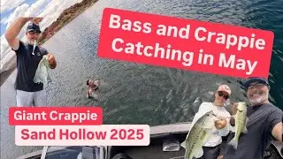 Bass Fishing Sand Hollow in early May 2025 , Plus a Surprise Giant Crappie!