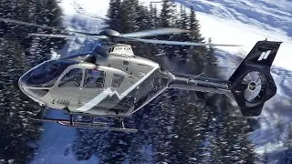 Airbus Helicopters H135 (Eurocopter EC135) landing takeoff at Courchevel altiport LFLJ