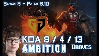 Gen Ambition GRAVES vs XIN ZHAO Jungle - Patch 8.10 KR Ranked