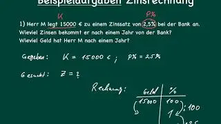 Zinsrechnung :  Beispielaufgaben