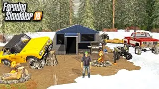 SNOWY MOUNTAIN CAMPING! OFF-ROADING TO CAMPING SPOT (12,000 FT ELEVATION) | FARMING SIMULATOR 2019