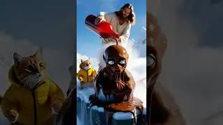 Cat Freezes Alien into Ice Block? Until Jesus Pours Hot Chocolate... ❄️🍫#Brainrot #shorts