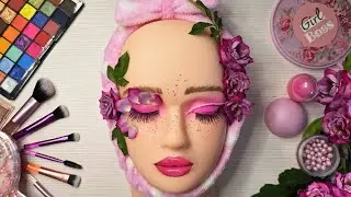 Best Makeup ASMR for sleep! 🩷 Pink Rose Makeup 🩷 No talking 