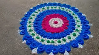 Beautiful rangoli design video// easy rangoli design // flower rangoli design video 