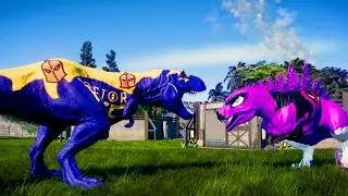 Superhero Dinosaur Battle! Dr. Fate T-Rex vs Spiderman Chomper vs Deadpool! Jurassic World Evolution