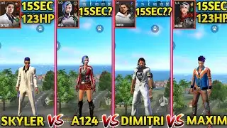 SKYLER VS A124 VS DIMITRI VS MAXIM ABILITY TEST FREE FIRE- SAMSUNG,A3,A5,A6,A7,J2,J5,J7,S5,S5,S7,S9