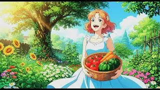 🌾 Harvest Moon Rising Over Golden Fields | A Peaceful Evening in Grandma's Village | Ghibli Style