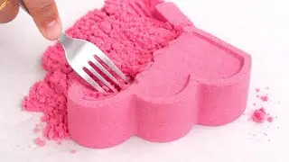 Pink sand material spoon mixing and cutting satisfying video.#asmr #satisfying 