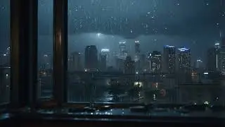 1 Hour Ultra Realistic Night Rain by the Window, City Lights for Sleep & Relaxation