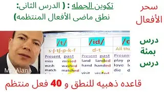 كيف تنطق ماضى أى فعل منتظم فى الأنجليزيه مع التدريبات- أهم دروس اللغه-40 فعل وقاعدة نطق ذهبيه- د/ألن