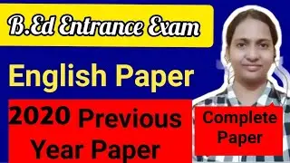 B.Ed Entrance (English) 2020 Previous Year Paper // B.Ed Entrance Exam 2023 Preparation