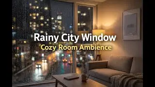 Urban Rainy Night Room | Calm Window Rain, Warm Light, Cozy Silence (8H Ambience)
